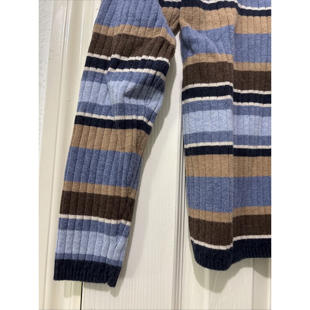 Talbots Petites Vintage 90s Striped Ribbed Cotton Sweater Sz P Made Hong Kong - Picture 4 of 6